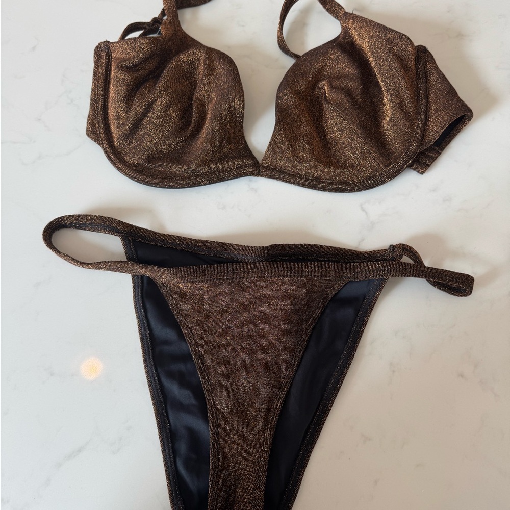 Shimmering Brown Bikini Set